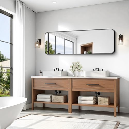 KOCUUY 60"x20" Full Length Wall Mirror, Large Black Vanity Mirror - Image 4