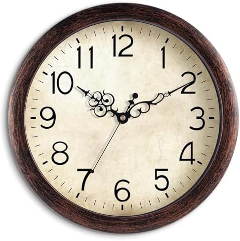 KECYET Wall Clock 14" Vintage Battery Operated Non-Ticking Quartz by KECYETWALLCLOCK