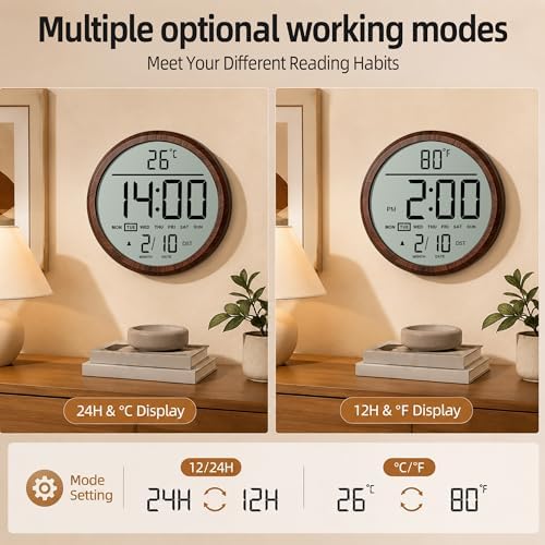 8" Round Digital Wall Clock Battery Operated - Image 6