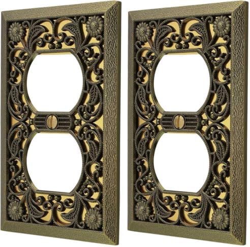 Amerelle 65DAB Filigree Wallplate, 1 Duplex, Antique Brass by Amerelle