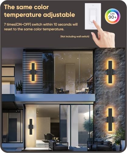 Aipsun 15.7" LED Outdoor Wall Sconce, Modern Black Exterior Wall Light - Image 3