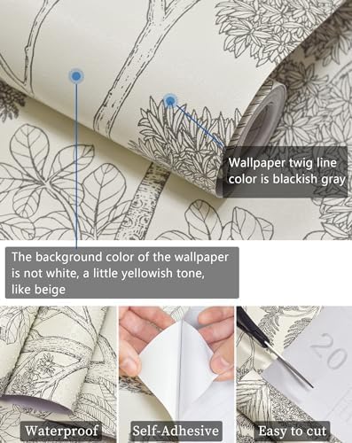 Forest Wallpaper Peel and Stick Vintage Tree Wall Paper78.7in 17.3in - Image 3