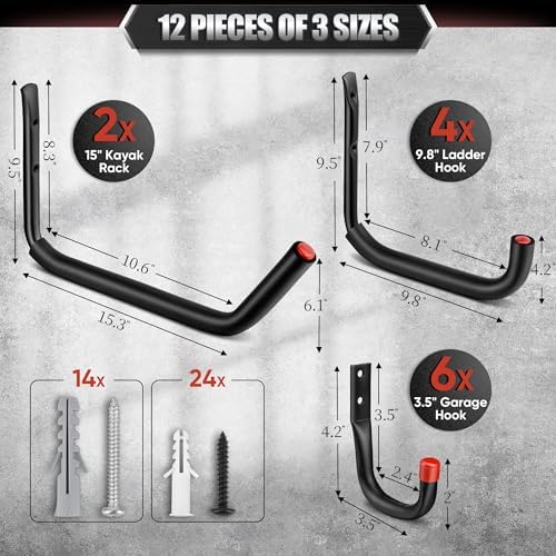 Nacial 12 Pack Heavy Duty Garage Hooks, Large Wall Hooks - Image 2