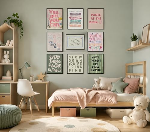 Inspirational Girls Wall Art Set of 9, Positive Quotes 8x10 Unframed - Image 5