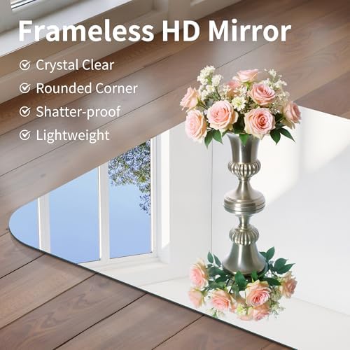 CILIBER Frameless Mirror, 16x24 Inch Rectangle Bathroom Mirror Rounded Corner - Image 4