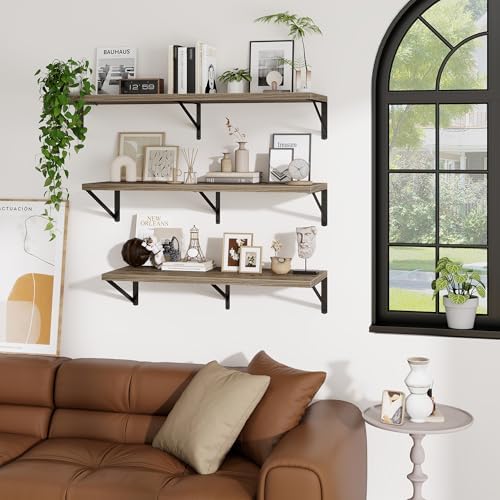 Deep Wall Shelves 40"W x 12"D Engineered Wood Floating Shelves - Image 4