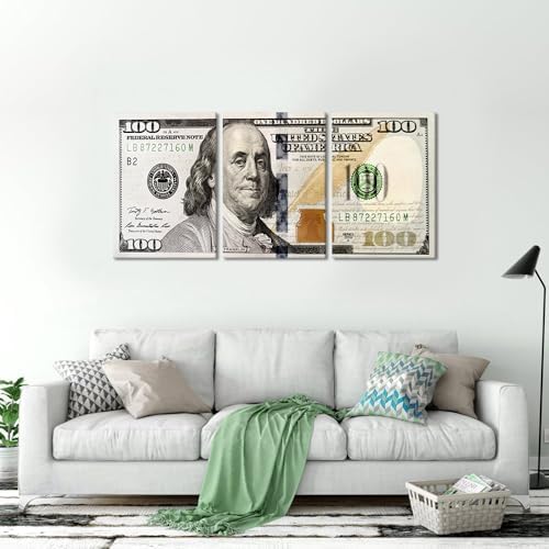 3pcs Black and White Picture Poster Prints 100 Cash Money Collection Home DéCor - Image 3