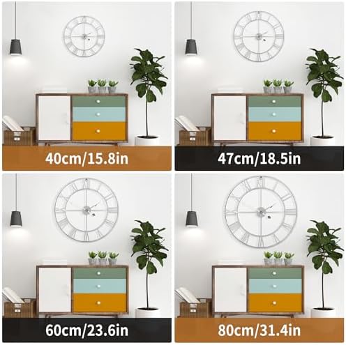 Large Wall Clock for Living Room Decor - 47cm/ 18 Inches Silent Non-Ticking - Image 3