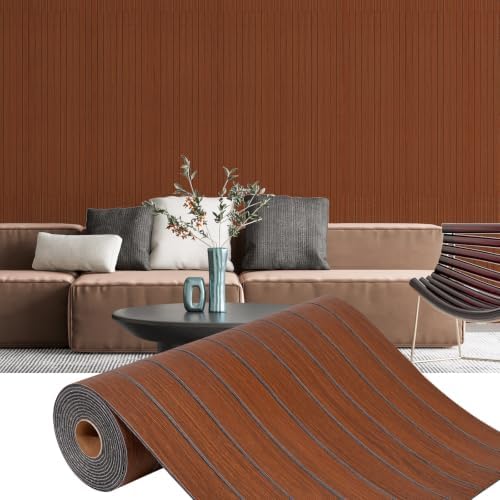 3D Faux Wood Slat Wall Panel – Peel and Stick Self Adhesive Soundproof Foam by Horryhaushomedecoration