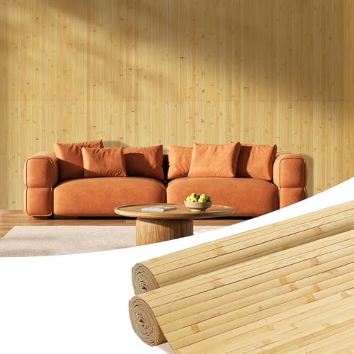 OUZUGIE 2 Pack 96x48 Inch Natural Bamboo Wall Panel by OUZUGIE