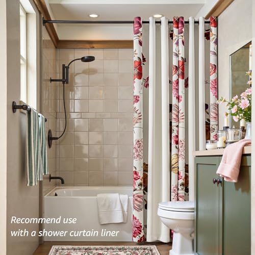 jinchan Beige Floral Blackout Curtains 84 Inch Vintage Grommet 2 Panels - Image 5