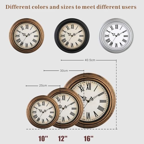 Plumeet Retro Wall Clock, Roman Numerals, Battery Operated - Image 5