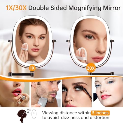 FUNTOUCH 5000mAh Rechargeable Wall Mounted Lighted Makeup Mirror - Image 2