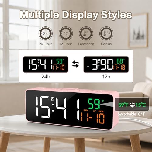 Netzu 3-in-1 Digital Clocks for Living Room, Small & Compact Alarm Clock - Image 2
