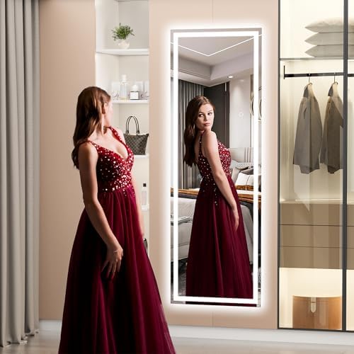 Hasipu Full Length Mirror with Lights, 55.7" x 16" LED Floor, Full Body - Image 2