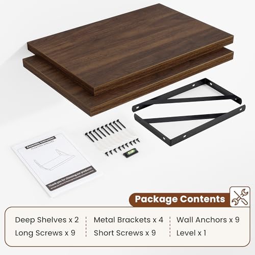 Deep Wall Shelves 16"W x 12"D Engineered Wood Floating Shelves - Image 5
