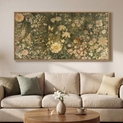 Large Framed Vintage Floral Botanical Wall Art by Cuspin