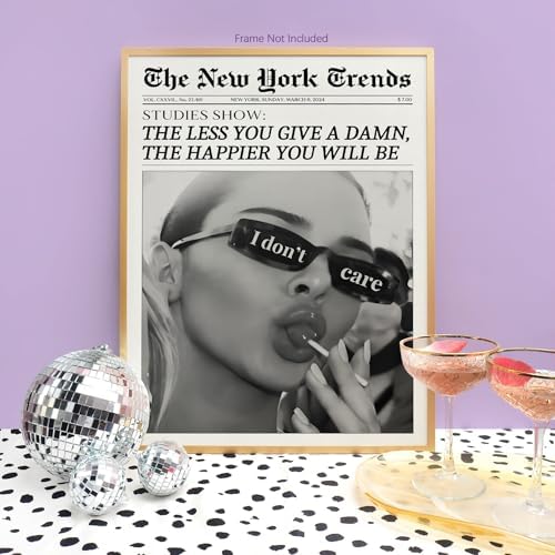 Trendy Black and White Newspaper Wall Art 12x18 in Unframed Vintage Magazine - Image 5