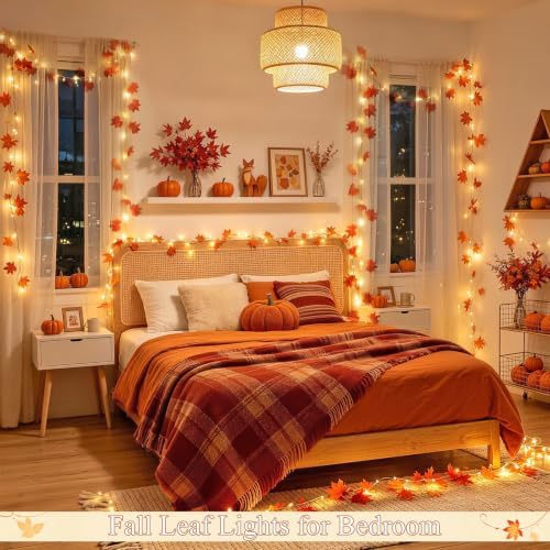 JMEXSUSS 48 LED Maple Leaf Lights, Battery Operated, 15.75 FT, Warm White - Image 2