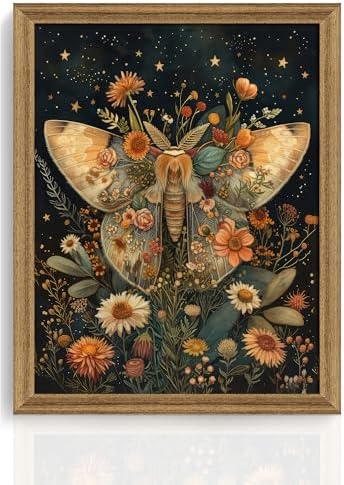ICHZUMW Framed William Morris Moth Floral Vintage Canvas Wall Art 8x10 In by Unknown