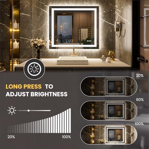 LOAAO 44"X36" LED Bathroom Mirror - Image 3