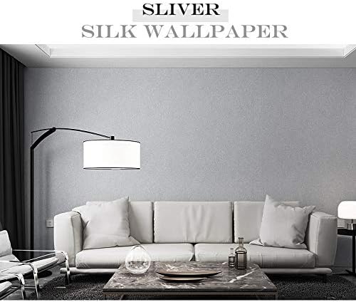 MelunMer Grey Silk Wallpaper Peel and Stick Removable Textured 15.7"x118" - Image 5