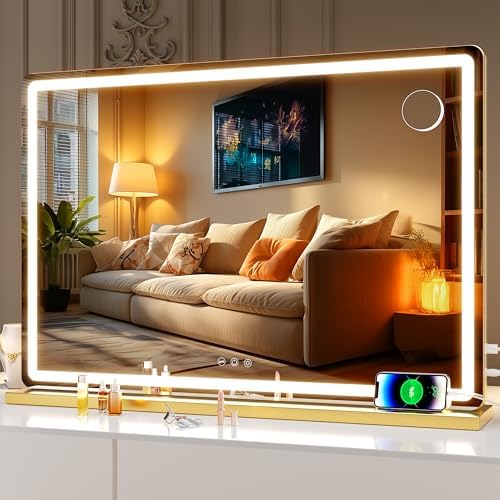 Hasipu Vanity Mirror with Lights, 31.5" x 20" LED Makeup Mirror, Lighted Makeup by Whatssuitableisthebest