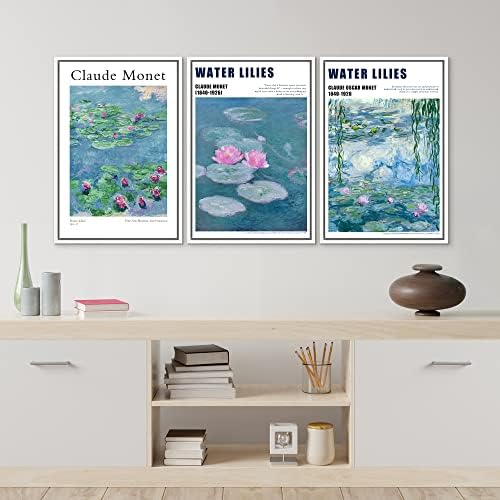 MUDECOR Framed Wall Art Print Set Water Lilies by Claude Monet Nature - Image 4
