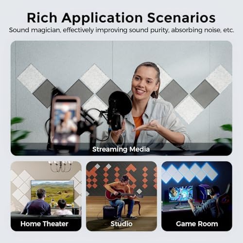 12 Pack Self-Adhesive Acoustic Panels, 2nd Generation Sound Absorbing Panel - Image 6