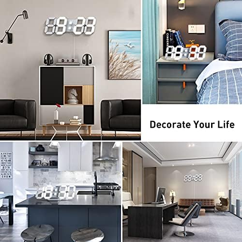 3D LED Digital Wall Clock with Remote Control, 9.7 Inch - Image 6