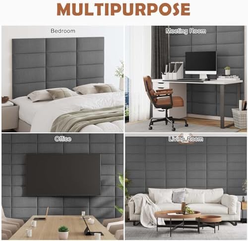 IFNOW Wall Mounted Headboard, Peel and Stick Panels, Dark Grey - Image 6