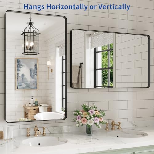 WEER Black Bathroom Vanity Mirror 40X24 Inch - Image 5