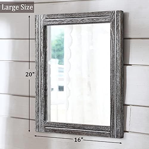 AAZZKANG Rustic Mirror Wood Framed Wall Mirrors Large 20"x16" Rectangle - Image 2