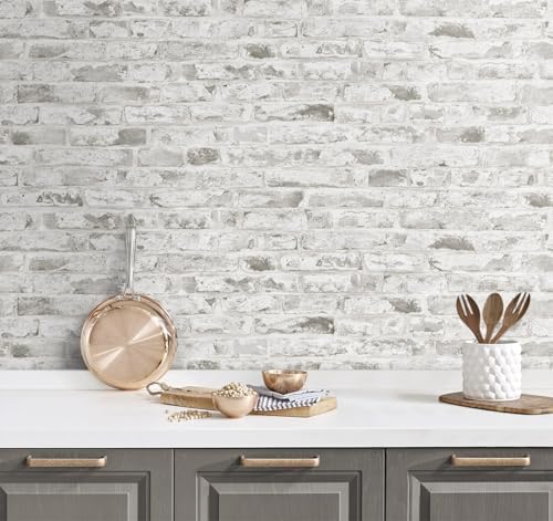 NextWall Harry & Grace Faux Rustic Brick Vinyl Peel and Stick Natural Wall - Image 6