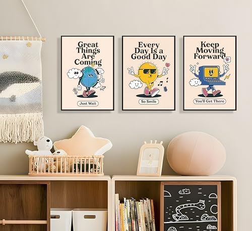 3Pcs Vivid Retro Wall Art Canvas Motivational Posters Aesthetic Prints Colorful - Image 5