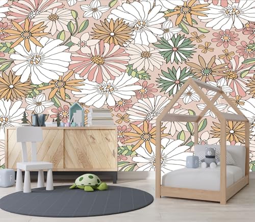 XMPMBM-Cartoon Floral Sunflower Nursery Room Fabric Wallpaper Simple - Image 3
