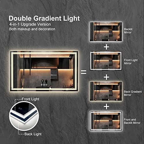 Lighted Vanity Mirror, 60x36 Inch Gradient Front and Backlit LED Mirror - Image 4