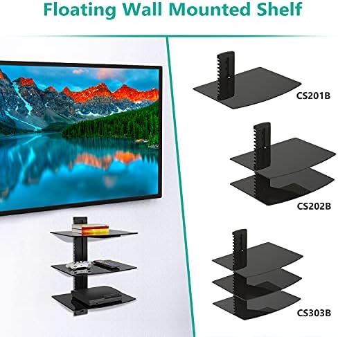 WALI 3 Tier Glass Floating TV Wall Shelf - Image 6