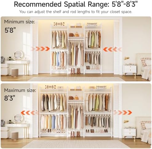 ONBRILL H3 Plus Expandable Wall Mounted Closet System Clothes Rack White - Image 4