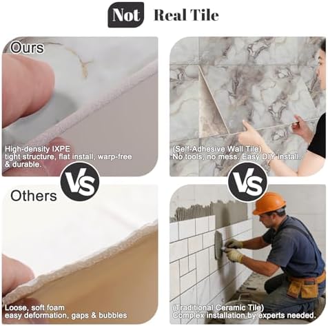 100pcs Thick Marble Peel and Stick Wall Panels 23.6"x11.8" Waterproof - Image 5
