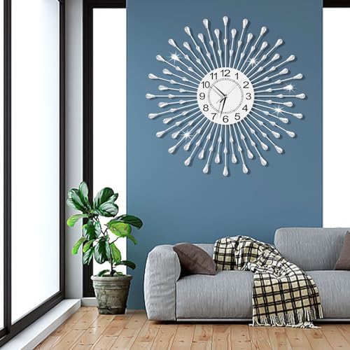 Large Wall Clock Metal Decorative Wall Clocks Silent Non-Ticking, Bling Shining - Image 2