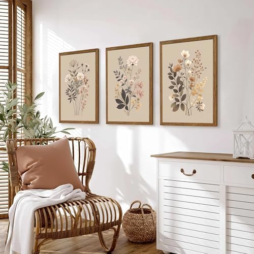 AVECCO 3 Piece Sage Eucalyptus Botanical Framed Canvas Wall Art 16x24 in - Image 4