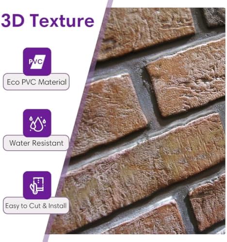 3D Peel and Stick Faux Brick Wall Panels 15.7" x 11.8" 10-Pack - Image 4