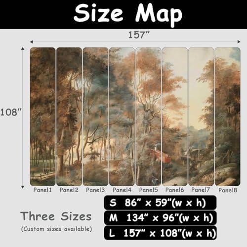 Forest Mural Wallpaper Peel and Stick Vintage Cottage Woodland Lanscape - Image 4