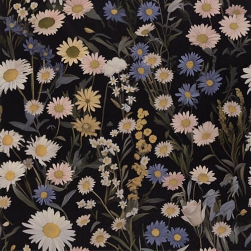 Abyssaly Vintage Daisy Floral Peel and Stick Wallpaper 17.3" x 118" by Abyssaly