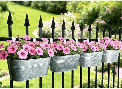 2 Pack 12" Galvanized Hanging Railing Planters - Image 5