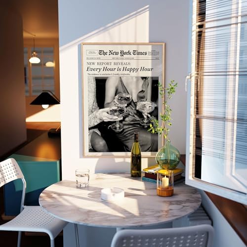 Retro Black and White Newspaper Wall Art 12x18inch Wood Grain Framed Every Hour - Image 3