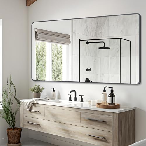 DESBING 30" x 60"Bathroom Mirror, Matte Black Wall Mirror by DESBING