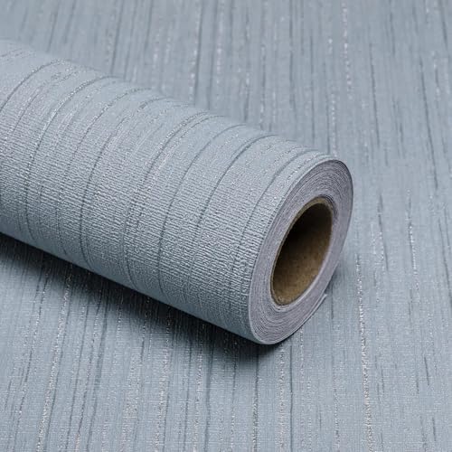 Grey Blue Peel and Stick Grasscloth Texture Wallpaper 15.74" x 196.85" by MANONIRIA