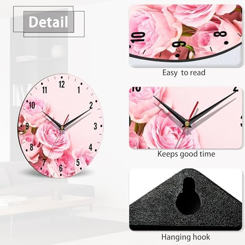 SPUNKER Wall Clock, Floral Kitchen Clocks Wall Battery Operated - Image 4